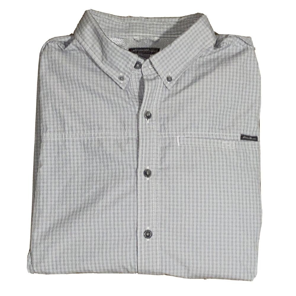 Eddie Bauer Shirt Men's 2XL Gray Plaid Button Down Classic Vented Lightweight